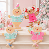 Pastellblaue Zuckerstangen-Lebkuchenmann-Figur, 35 cm groß, stehend, für Weihnachtsdekoration an Bäckereitheken und Kaminsimsen, Großhandel