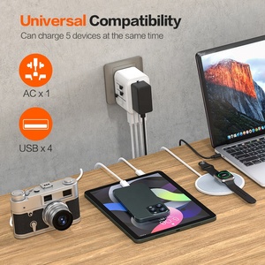 Worldplug Cargador de pared USB todo en uno Adaptador de viaje con función PD para auriculares y portátiles Enchufe de carga internacional - Product Image 2