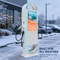 Nouvelle borne de recharge publique AC 44 kW Type 2 avec écran publicitaire, câble de 5 m, boîtier métallique, carte RFID, OCPP1.6, station de recharge pour voitures