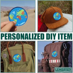 Custom Globe Embroidery Patch 3 Inches Iron On Sew On Travel <b>Applique</b> Fabric Nonwoven Felt Patch For Bags - Product Image 6