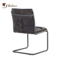 Chaise de salle à manger en cuir noir havane de style industriel, chaise de salle à manger en cuir vieilli à base en porte-à-faux rétro