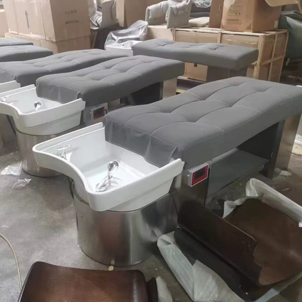 Фабричная раковина для мытья волос, массажная кожаная кровать, косметическая коммерческая мебель, шампунь, металлический стул для салона
