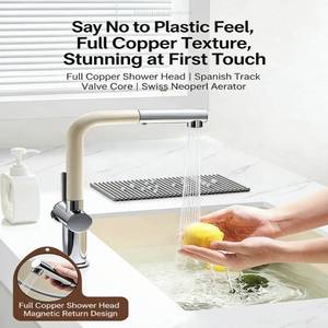 Grifo extraíble multifuncional de acero inoxidable 304 estilo cascada con teclas de piano, muy vendido, para fregadero de cocina - Product Image 4