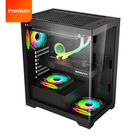 SNOWMAN Gaming Computer Case PC Gaming Case Mid Tower M-ATX / Mini-ITX Tempered Glass Black Color Computer Case