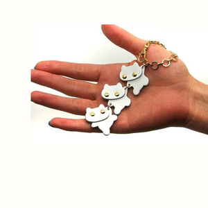 Cute cat-shaped leather keychain, <b>bag</b> <b>charm</b>, couple keychain, DIY gift. - Product Image 5