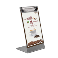 Support de menu en métal personnalisé, porte-affiche de table en acier inoxydable, porte-numéro de table, support de carte de table