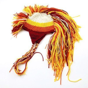 Gorro de punto arcoíris estilo romano con borlas y orejeras, gorro unisex de ganchillo para disfraz de Halloween o uso casual. Se aceptan pedidos personalizados. - Product Image 5