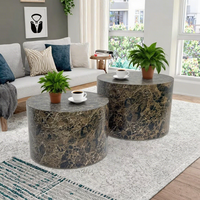 Ensemble 2 pièces de haute qualité Table à thé en bois MDF avec papier autocollant 3D pour une utilisation intérieure et extérieure dans la maison salon hôtel
