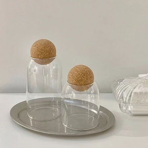Boule de liège pot en verre sans plomb avec couvercle, réservoir de stockage de bouteilles boîtes de thé scellées céréales bocaux de stockage transparents café contient - Product Image 5
