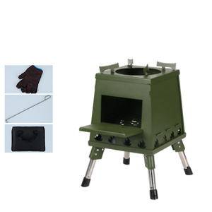 <span class=keywords><strong>Estufa</strong></span> de Camping plegable negra de acero inoxidable para quemar madera al aire libre con bolsa de transporte Cocina de mochilero portátil - Product Image 2