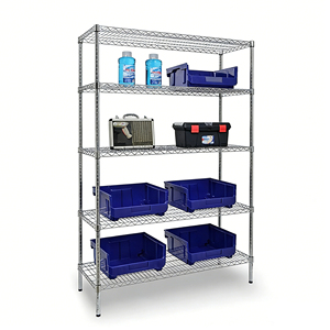 Scaffali Commerciali Cromati Leggeri - Rastrelliere in <span class=keywords><strong>Acciaio</strong></span> a 5 <span class=keywords><strong>Ripiani</strong></span> Senza Rivetti con Montaggio Rapido - Product Image 2
