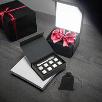 Accessoires pour le vin, accessoires de bar, ensemble cadeau de glaçons, refroidisseur de bière, perles de glace en acier inoxydable, boîte cadeau de luxe pour homme