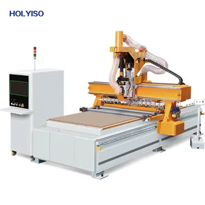 HOLYISO KIN-NC12 MDF kabine düz çizgi CNC kesme makinesi ABS PVC dikey sıkıcı menteşe sondaj makinesi