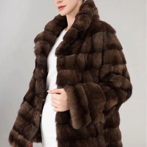 Женское пальто из натурального соболя средней длины - Product Image 1