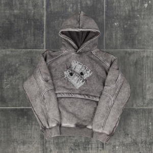 Sweat à capuche surdimensionné en coton éponge patchwork épais, style hip-hop, avec découpe personnalisée, vente en gros - Product Image 3