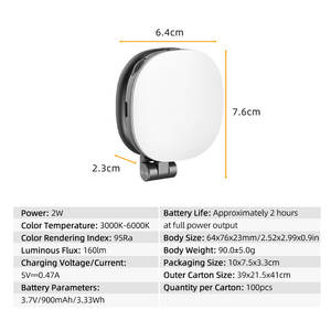 Éclairage LED Magnétique Portable d'Extérieur pour Selfie, Lampe à Clip de Téléphone, Lumière d'Appoint de Poche Tofu pour Maquillage, Vidéos <span class=keywords><strong>Youtube</strong></span> Tiktok et Studio - Product Image 3