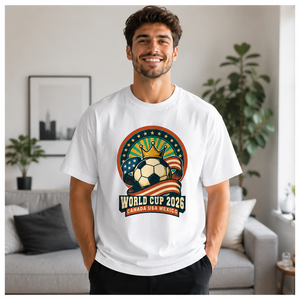 Men's <b>White</b> Short Sleeve T-Shirt Vintage Crown Football Print O-Neck Cotton <b>Tee</b> Custom Logo OEM ODM Wholesale - Product Image 1