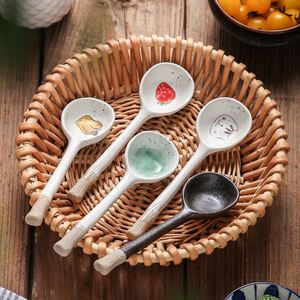 Cucharas de Sopa Mini Japonesas Lindas, Vajilla de Cerámica Pintada a Mano, Cucharas para Sopa y Arroz, Utensilios de Cocina al por Mayor - Product Image 1