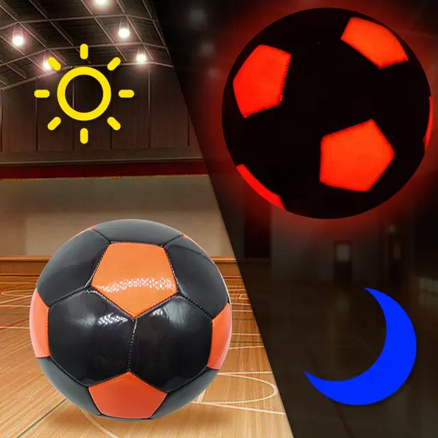 Logo personnalisé taille 5 LED rougeoyante qui brille dans le noir allument PU ballon de football LED allument le football