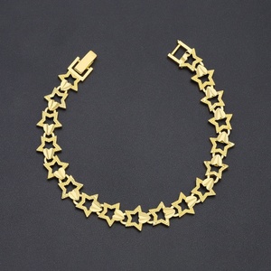 Nouveau bracelet jonc en laiton jaune plaqué or 24 carats de haute qualité avec zircon, motif cœur et étoile, idéal pour un cadeau - Product Image 2