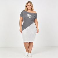 Robe midi en chenille ajourée à manches courtes en fil filé à la main, tricotée sur mesure pour femmes rondes, vente en gros