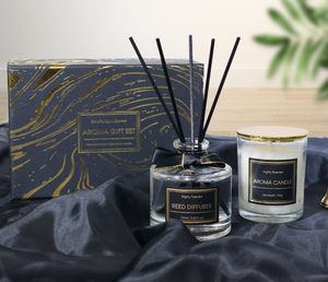 LANJO Platinum/Black Gold Scented <b>Candle</b> Reed Diffuser Gift <b>Set</b> Ideal Wedding Favors Wholesale Available for Cross-Border - Product Image 1