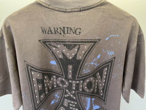 New <b>Top</b> Quality Heavyweight 100% Cotton Mixed EMOTION In Stock American trendy Loose Casual Hip Hop Vintage T-shirt for Men - Product Image 5