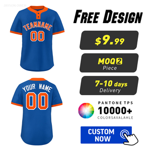 Maillots de baseball personnalisés de haute qualité à col en cœur de poulet, respirants et imprimés, grandes tailles - Product Image 1