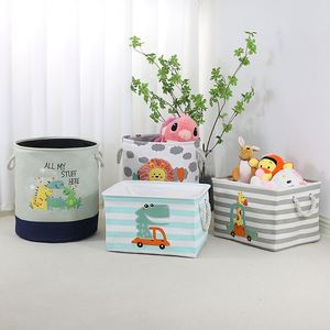 Caja de Almacenamiento de Juguetes para Niños, Cesta Organizadora de Ropa para Dormitorio, de Lona con Bordado de Dibujos Animados, para Muñecas de Peluche - Product Image 2