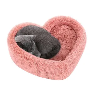 suppliers custom pink heart shape plush orthopedic small dog bed outdoor travel silly memory foam pet bed for small dog