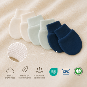 Mitaines pour nouveau-nés en coton biologique anti-griffures, logo personnalisé, prix de gros du Vietnam - Product Image 2
