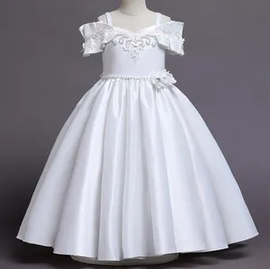 Nuevos vestidos para niñas Vestidos de novia europeos y americanos Tirantes de satén Vestidos de princesa Comercio exterior Venta al por mayor En stock