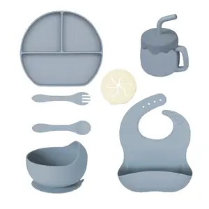 食品Abs餐具橡胶碗儿童餐盘老板婴儿卡通餐盘和杯子Ezpz硅胶硅胶蘸碗幼儿套装