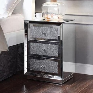 Wholesale New Modern Simple <strong>Silver</strong> <strong>Bedside</strong> Cabinet Bedroom Furniture Mirror Side <strong>Table</strong> with Drawer High Quality Cupboard - Product Image 5