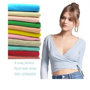 Personnalisé 235 GSM 95% rayonne 5% spandex tissu solide siro filature rayonne spandex jersey tissu pour T-shirts