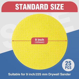 En stock 400 disques abrasifs de 225 mm (grains 60/80/120/180/220) pour ponceuse à cloisons sèches, ponceuse <span class=keywords><strong>girafe</strong></span>, ponceuse de plafond, sans poussière - Product Image 3