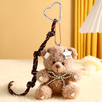 En gros, Mini porte-clés en peluche ours Kawaii, animaux en peluche mignons de dessin animé créatifs, breloques de sac