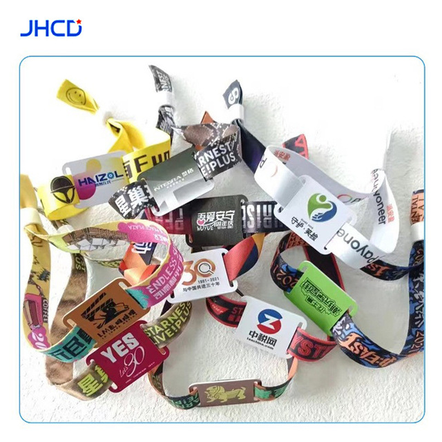 Factory Price Custom Cheap RFID Woven NFC Wristband for Ticket Festival Event Concert Entry Woven Wristband