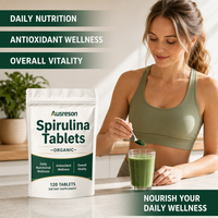Comprimés de Spiruline Bio Végétaliens pour OEM, Prix de Gros, Complément Nutritionnel 3000mg, Soutien Cardiaque, 500g, Mélange en Vrac