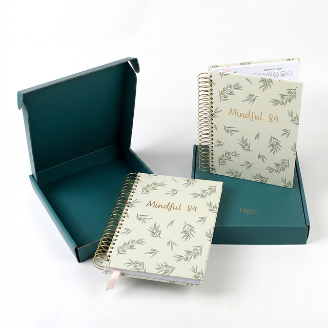 Luxurious Custom Embossed Film Laminated Notebook Gift Box Set Gold Spiral Wire-O Binding High Quality Hardcover Planner