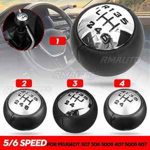 Levier de vitesses manuel 5/6 vitesses, pommeau de levier de vitesse, adaptateur de levier de vitesse, chrome mat pour Peugeot 307 308 3008 407 5008 807 - Product Image 1