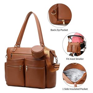 Bolsa de pañales de viaje para bebé, bolso de lujo de cuero pu, <span class=keywords><strong>mochila</strong></span> de mamá premium, bolsas de mano para pañales de guardería - Product Image 6