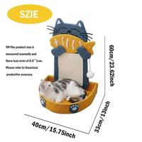 Griffoir mural pour chat de type dessin animé, griffoir en sisal sur pied, lit pour chat, jouet à suspendre avec balle, écologique et durable pour chat