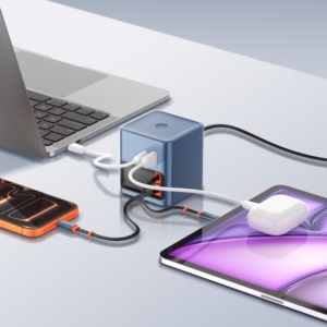 <span class=keywords><strong>Cargador</strong></span> LDNIO Q16 GaN con Cable de Datos Tipo-C de 8 <span class=keywords><strong>Pines</strong></span>, 100W GaN, <span class=keywords><strong>Cargador</strong></span> de Teléfono con Cables Retráctiles Integrados - Product Image 2