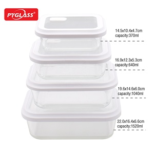 Récipient alimentaire en verre à haute teneur en borosilicate de vente chaude avec couvercle transparent en verre; boîte à lunch en verre; récipient de préparation de <span class=keywords><strong>repas</strong></span> - Product Image 2