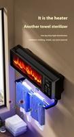Cheminée électrique murale avec porte-serviettes, télécommande, effet de flamme réaliste, chauffage d'intérieur LVH-011