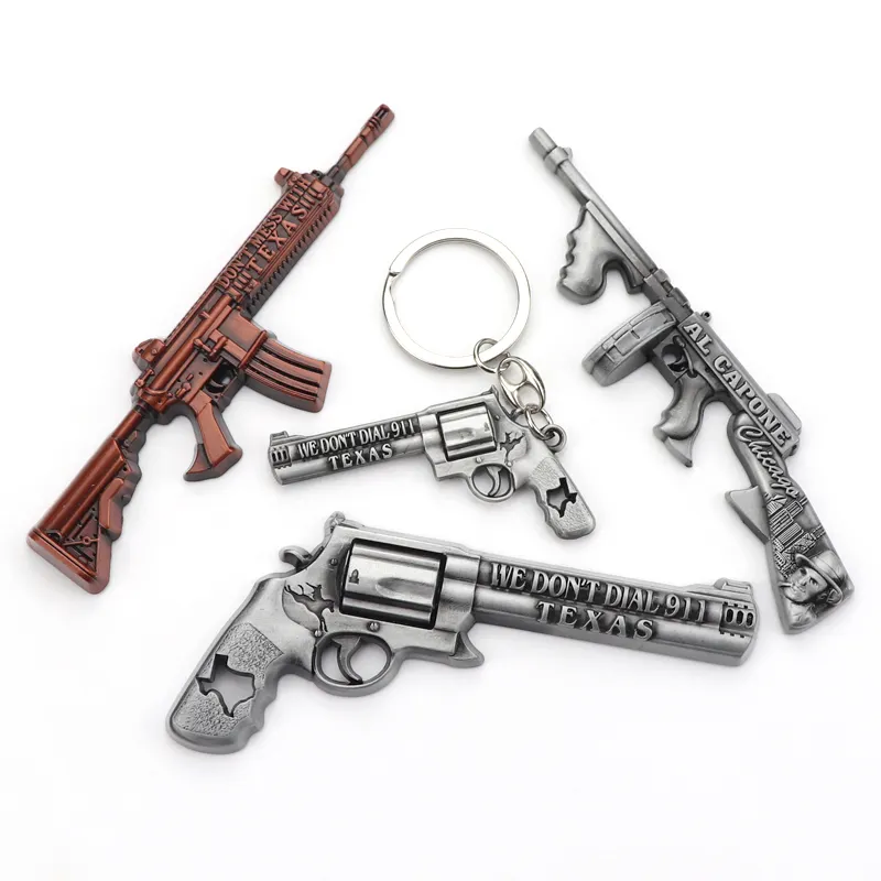 Привлекательная цена, изготовленный на заказ, сублимационный цинковый сплав, металлический пистолет, 3D игрушечный пистолет, брелок для ключей