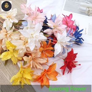 EV 800 fleur artificielle bon marché fleur de lys en soie 3 fourchettes longue tige fleur de <span class=keywords><strong>lilium</strong></span> blanc décoration de la maison - Product Image 2
