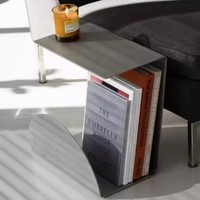 Table d'appoint de canapé personnalisée en acier inoxydable avec étagère de rangement ouverte, table de chevet en métal, table basse minimaliste pour salon et bureau