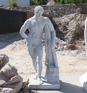 Décoration Extérieure Pierre Blanche Homme Marbre <span class=keywords><strong>Le</strong></span> Lanceur de Disque Statue Discobolus - Product Image 2